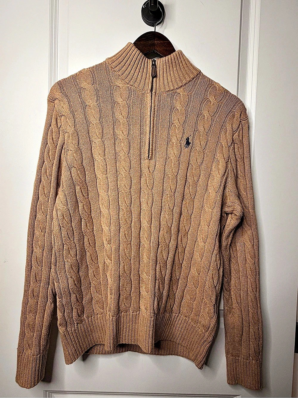 Polo Ralph Lauren Cable-Knit Cotton Quarter-Zip Sweater Size Small